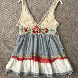 Free People Tiered Multi-Pattern Sleeveless Top